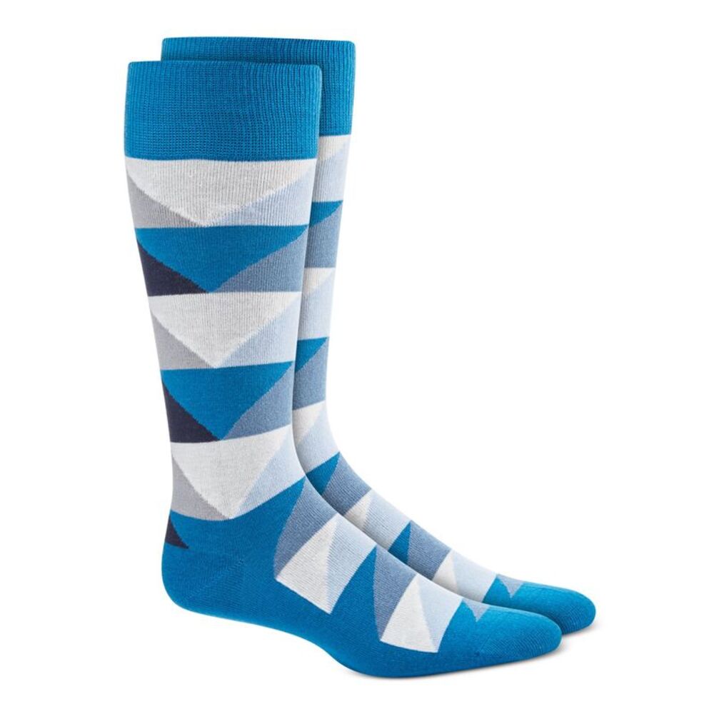 ALFANI Mens Blue Rayon Argyle Moisture Wicking Seamless Dress Crew Socks 7-12